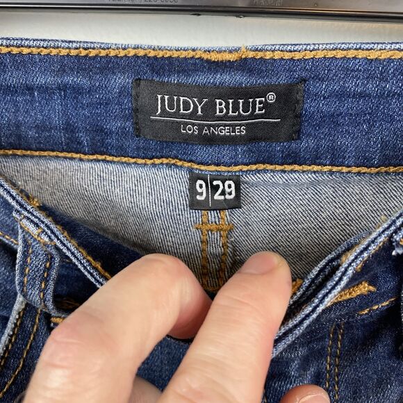 Judy blue jeans women's 9 | 30x28 blue skinny distressed plaid patch JB82140DK - Picture 3 of 11